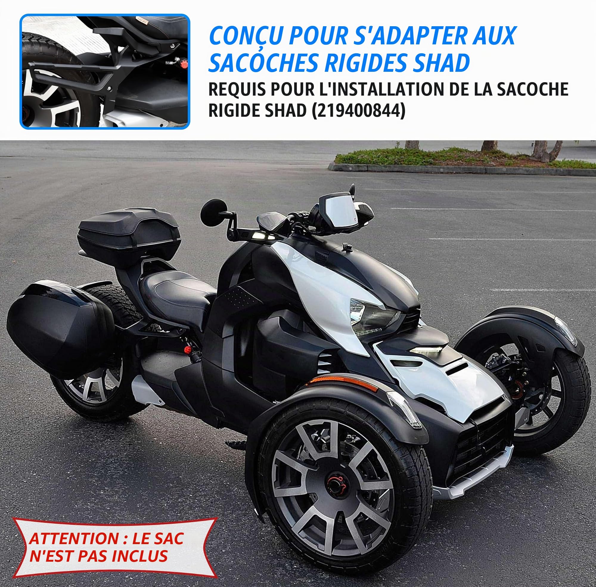 SAUTVS Porte-sacoches en Aluminium pour Can-Am Ryker, kit de Porte-Bagages Noir pour Tous Les modèles d'accessoires (remplace #219400856)