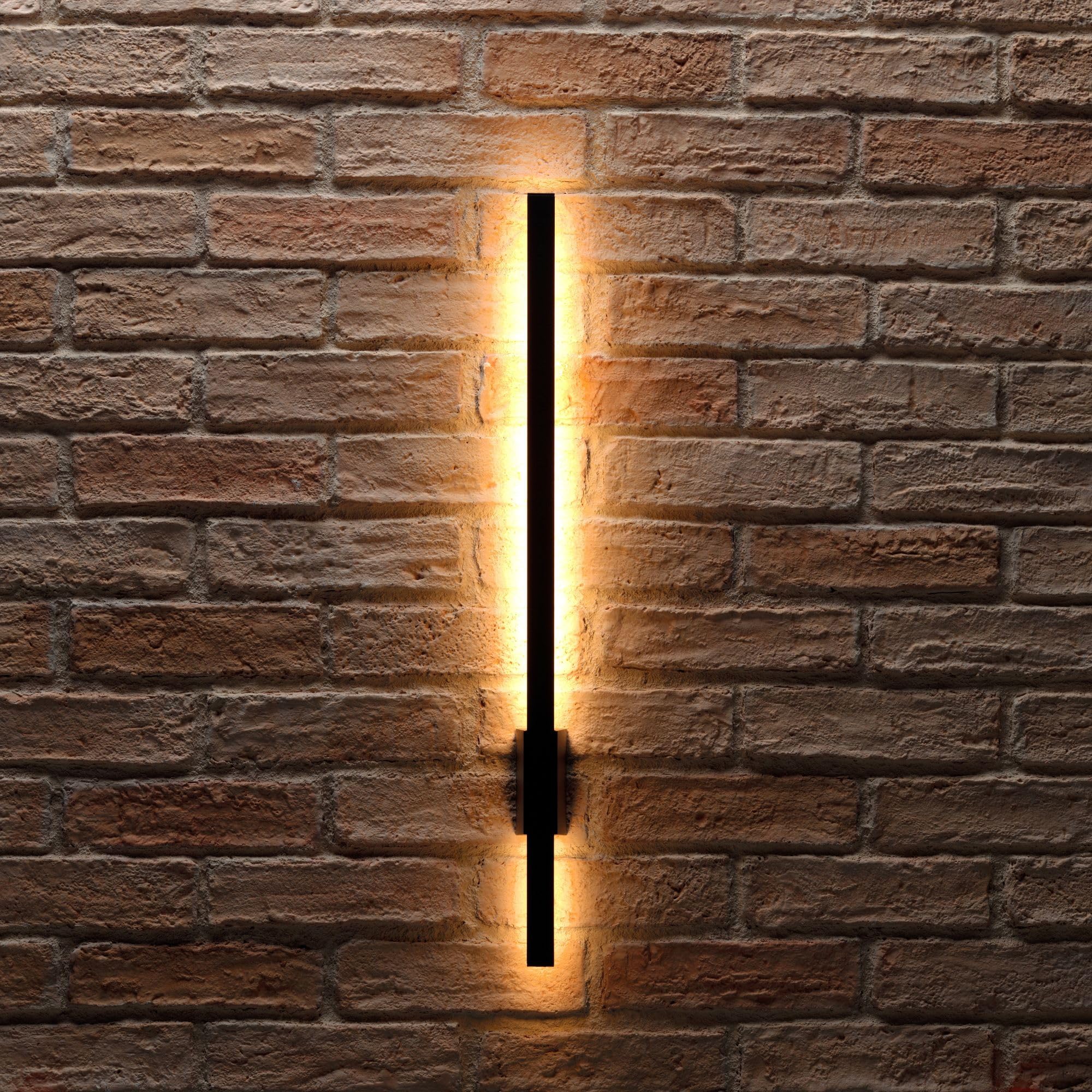Auraglow Black Indoor Outdoor Linear Led Wall Light, 60Cm, Ip54, Warm White 3000K, Modern Aluminium Wall Light (1-Pack)
