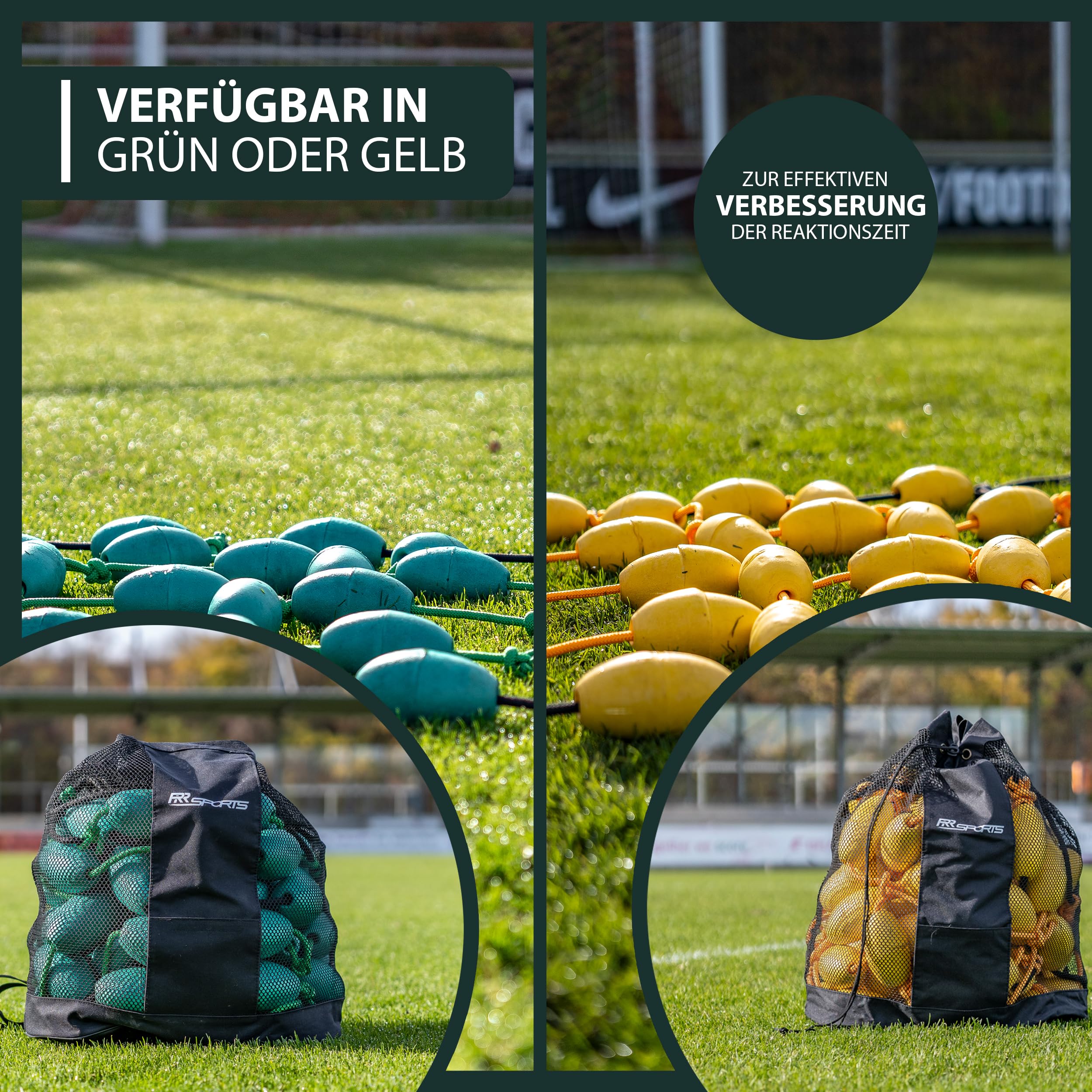 Profi Torwart Reaktionsnetz Fußball Boden-Netz Ball Abfälscher Equipment zum Torwarttraining - Soccer Goalkeeper Zubehör Ballabfälscher inkl. Tragerucksack
