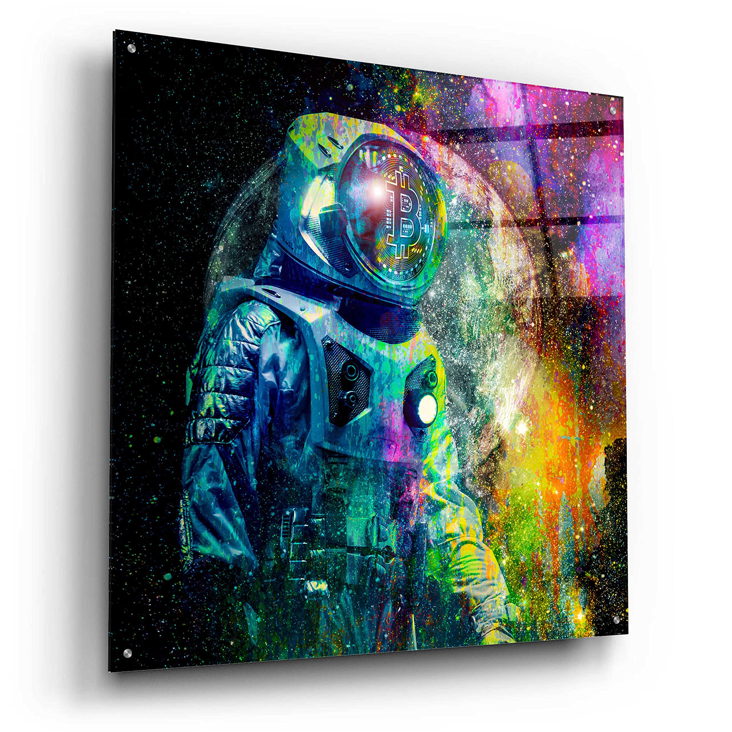 Epic Art 'BTC Bitcoin Moonlanding,' Acrylic Glass Wall Art, 36