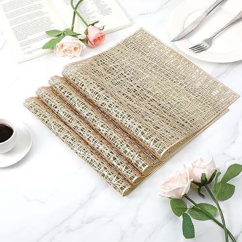 Miniatura 7 de Juego de 8 manteles individuales de PVC resistentes al calor, lavables, fáciles de limpiar, antideslizantes, manteles individuales de vinilo