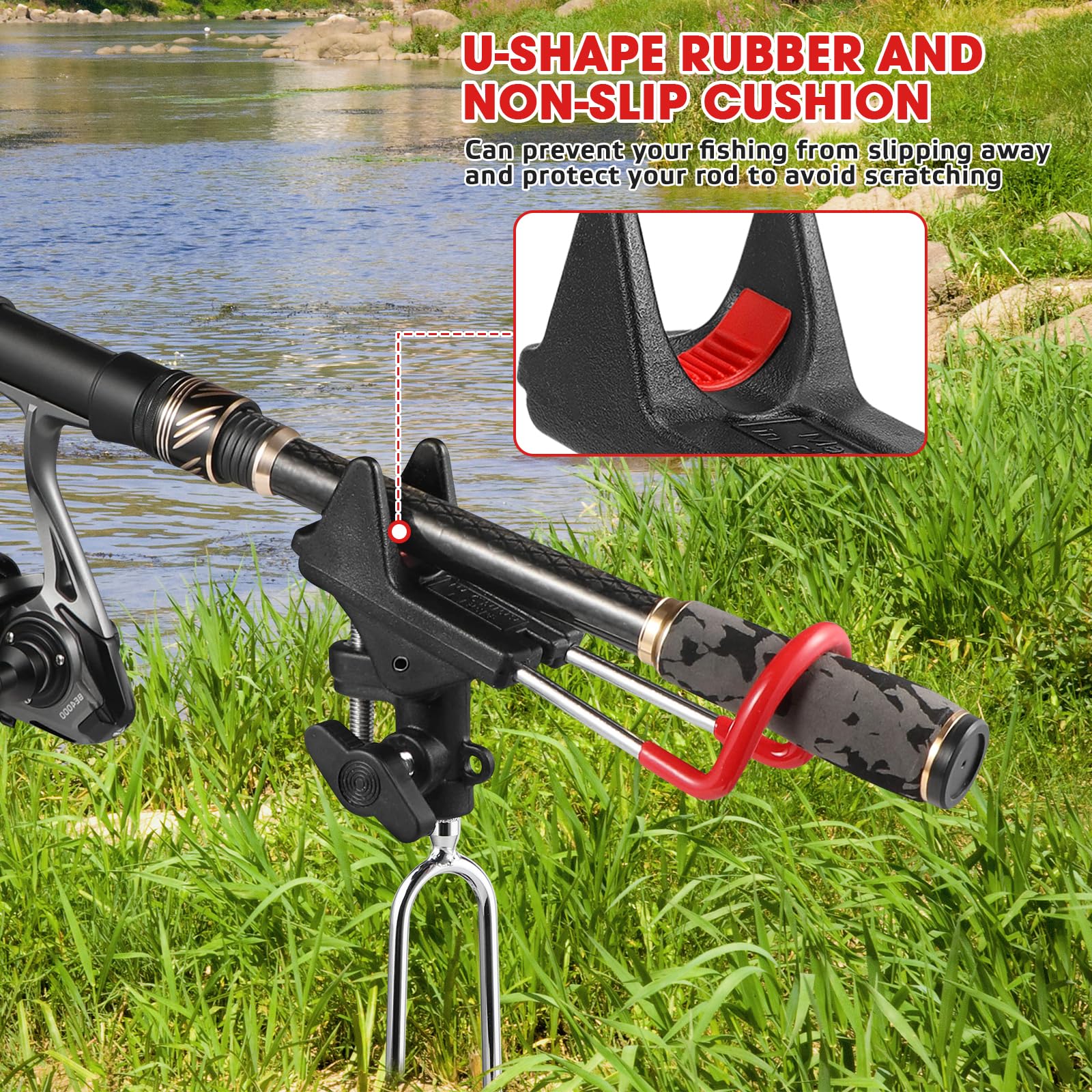 Supporto Per Canna Da Pesca 2 Pezzi | Acciaio Inossidabile, Regolabile 360°, Per Fiume E Spiaggia - Foto 6