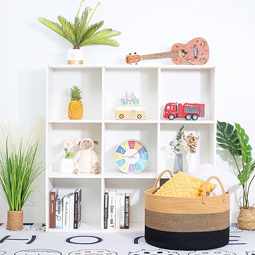 Miniatura 6 de MINTWOOD Design Cesta de manta extra grande de 22 x 14 pulgadas, cesta de lavandería tejida, cestas de almacenamiento de juguetes, cesta decorativa