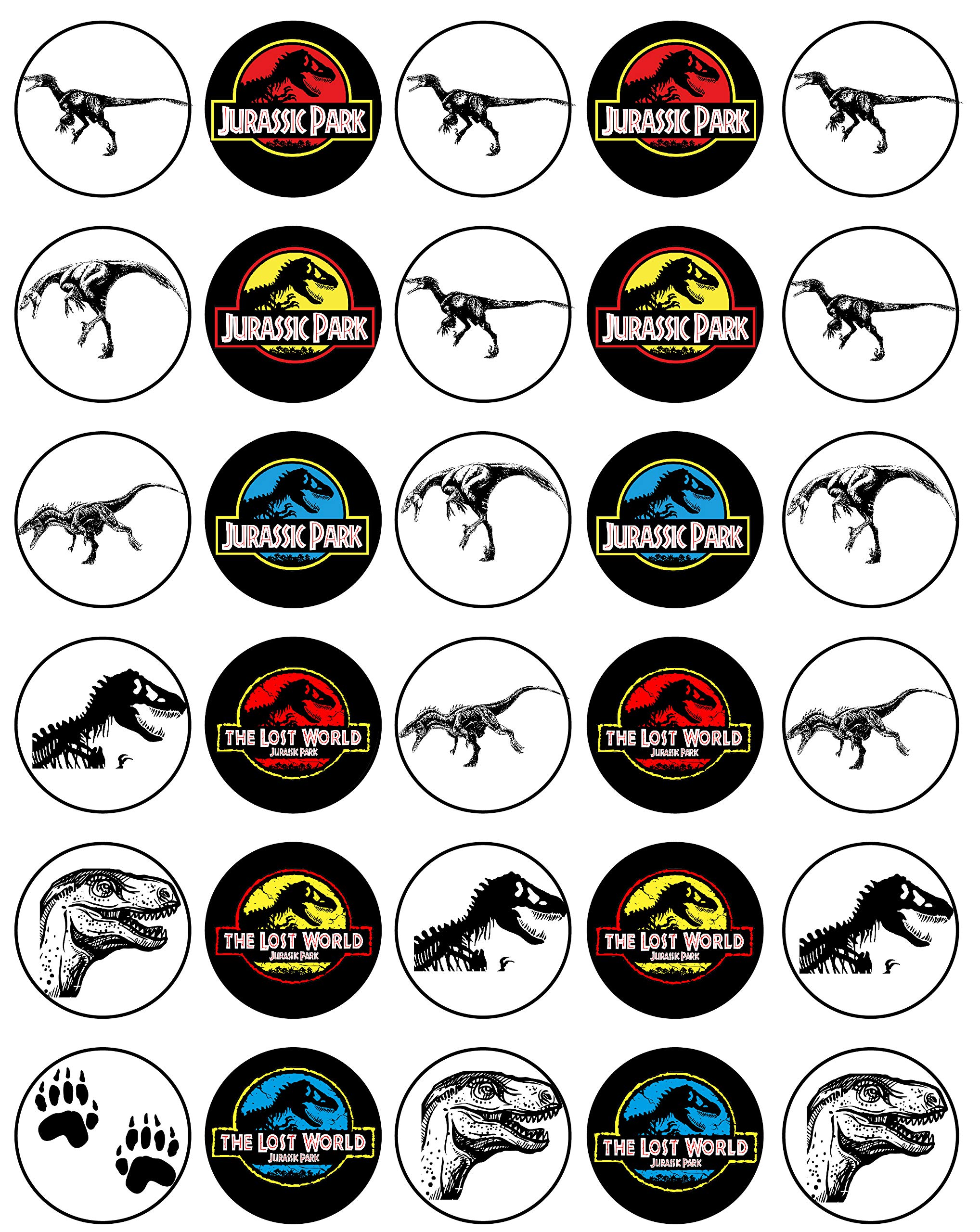Buy 30 x Edible Cupcake Toppers Themed of Jurassic Park Collection of