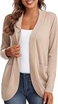 Urban CoCo manches longues pour femmes Pull Cardigans Courbés Hem Front ouvert avec poches