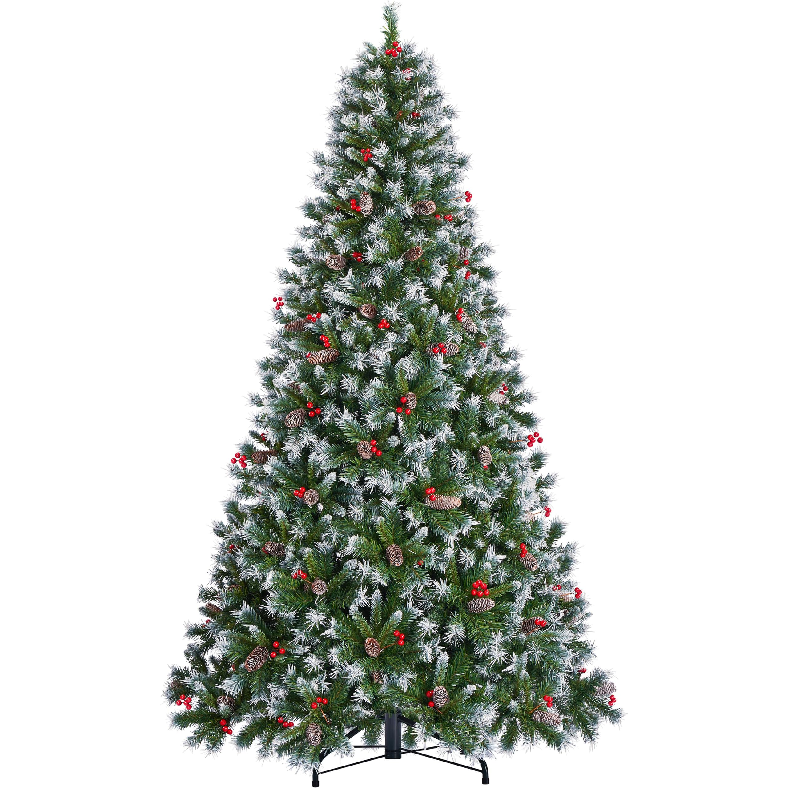 Yaheetech 6ft Frosted Artificial Christmas Tree, Pinecones & Holly Berries