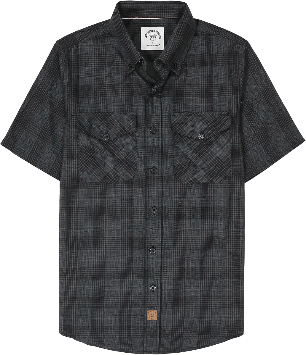 Mens Short Sleeve Button Down Two Pockets Soft Vintage Regular Fit Vintage Fishing Casual Shirts
