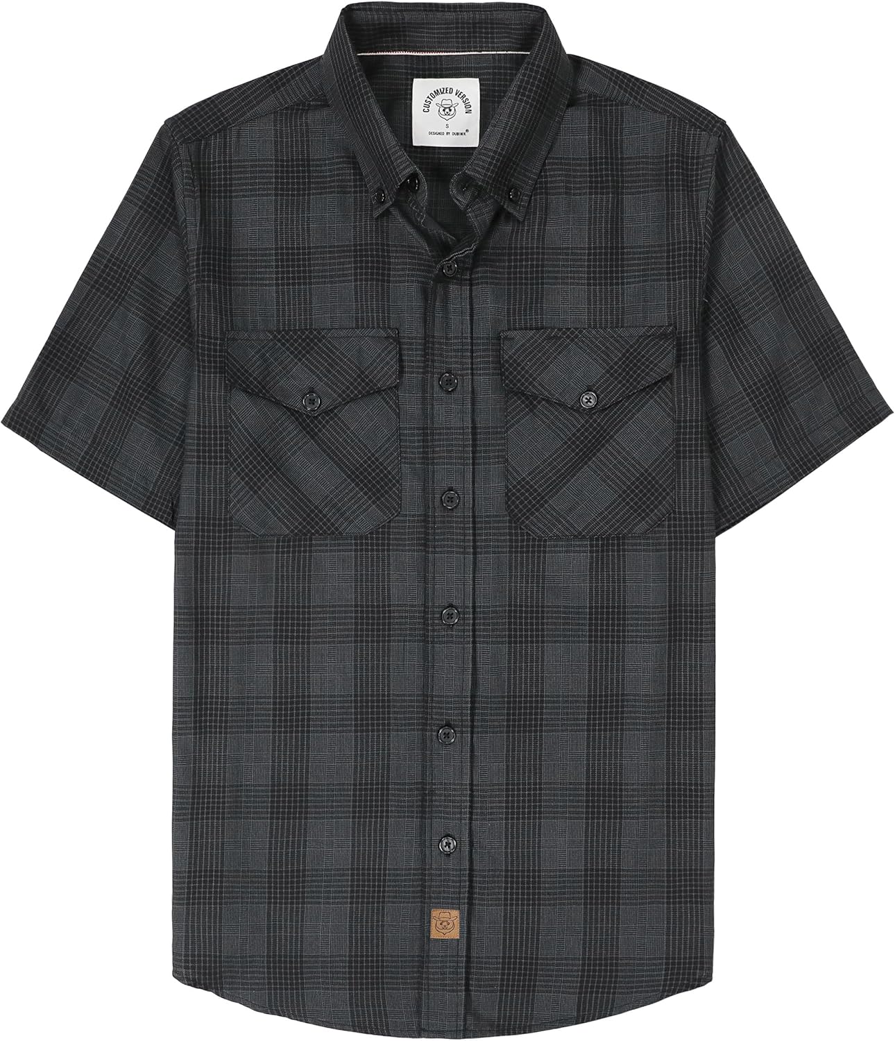 Dubinik® Mens Short Sleeve Button Down Two Pockets Soft Vintage Regular Fit Vintage Fishing Casual Shirts