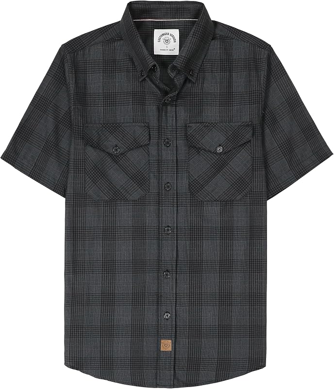 Mens Short Sleeve Button Down Two Pockets Soft Vintage Regular Fit Vintage Fishing Casual Shirts