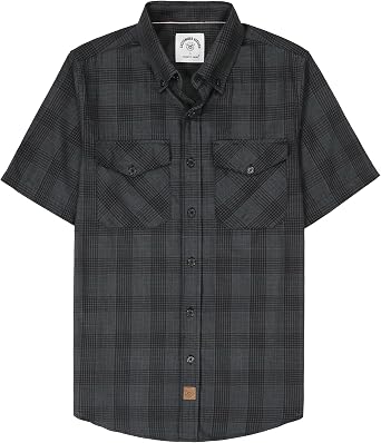 Dubinik Mens Short Sleeve Button Down Two Pockets Soft Vintage Regular Fit Vintage Fishing Casual Shirts