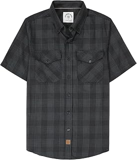 Dubinik Mens Short Sleeve Button Down Two Pockets Soft Vintage Regular Fit Vintage Fishing Casual Shirts