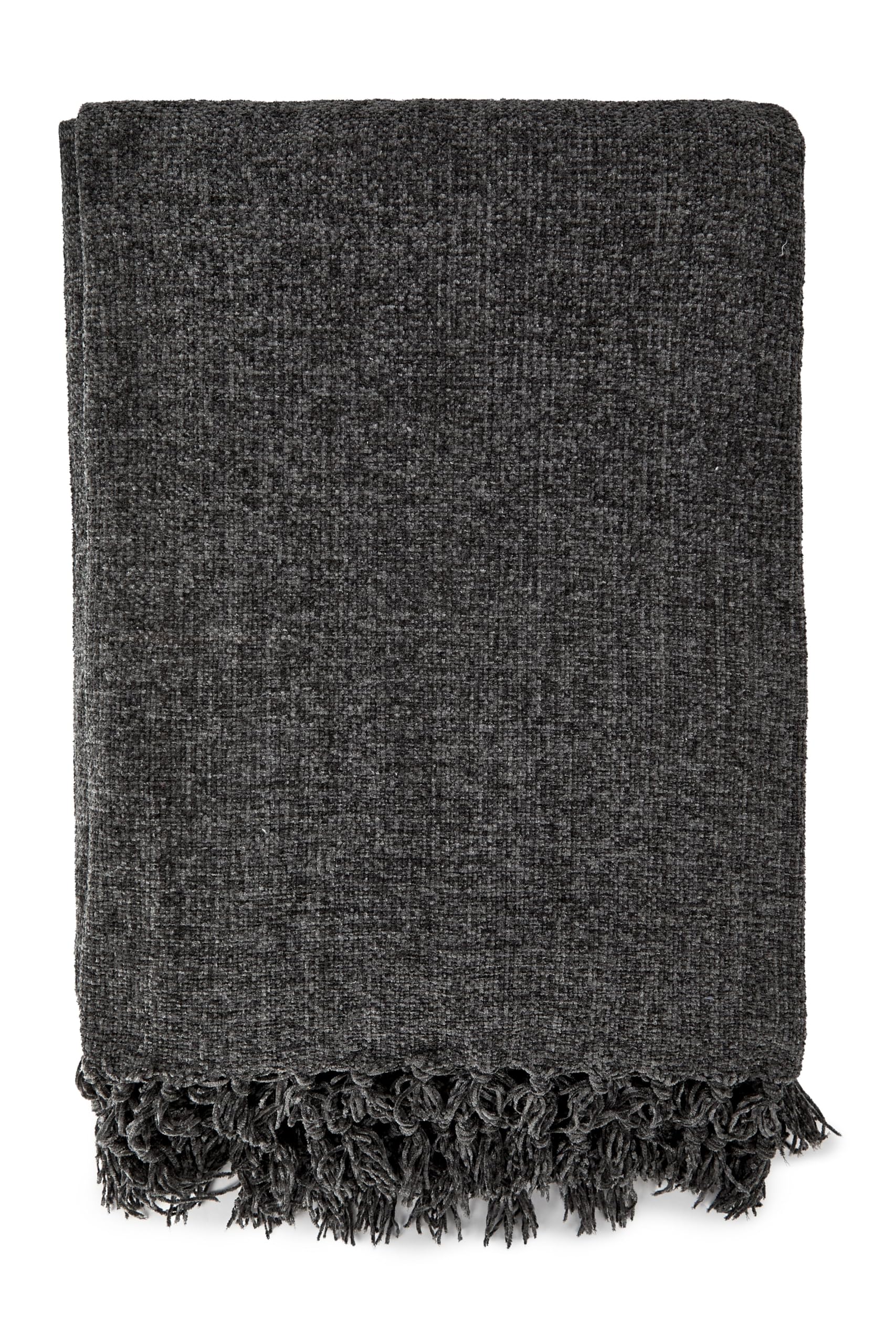 Emma Barclay Darcy Tassel Blanket/throw For Sofa Chair Bed Charcoal 150X200Cm from B&Q