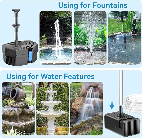 POPOSOAP Solar Fountain Pump with Pond Filter Kit Built-in 3000mAh Battery Backup, 8W Solar Water Fountain Pump, Pond Filters for Outdoor Ponds Bird Baths DIY Water Feature P3081D - 5