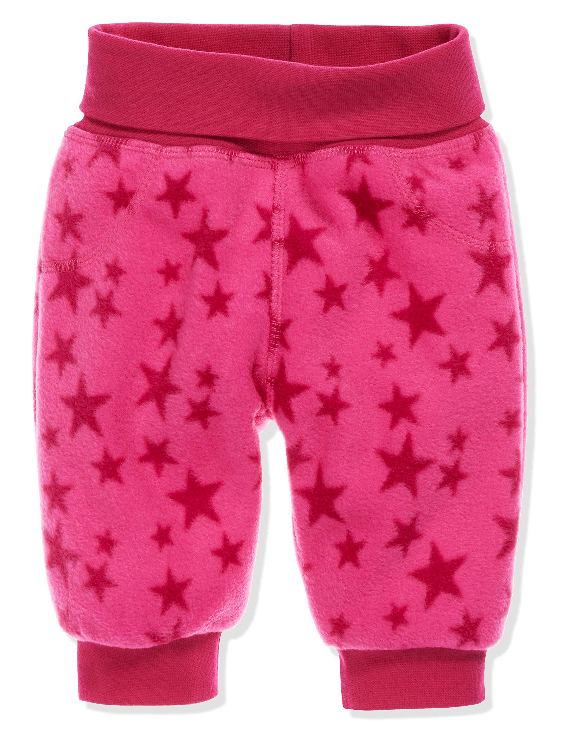 Playshoes Unisex Baby Baggy trousers fleece stars with knitted waistband 800962, 18 - Pink, 98