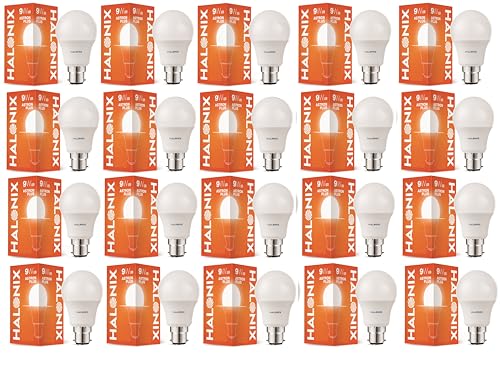 Halonix 9W LED Bulb | LED Bulb 9 watt with B22 Base | 4kV Surge Protection 9 Watt Bulb (Cool Day Light, Pack of 20)