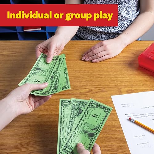 Miniatura 5 de LEARNING ADVANTAGE Billetes de juego de un dólar  Juego de 100  Tamaño como efectivo real  Dinero de juego para enseñar moneda y contar