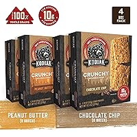 Vista 4 de Kodiak Cakes Paquete variado de barras de granola crujiente, mantequilla de maní (2 cajas) y chispas de chocolate (2 cajas) de barra de granola