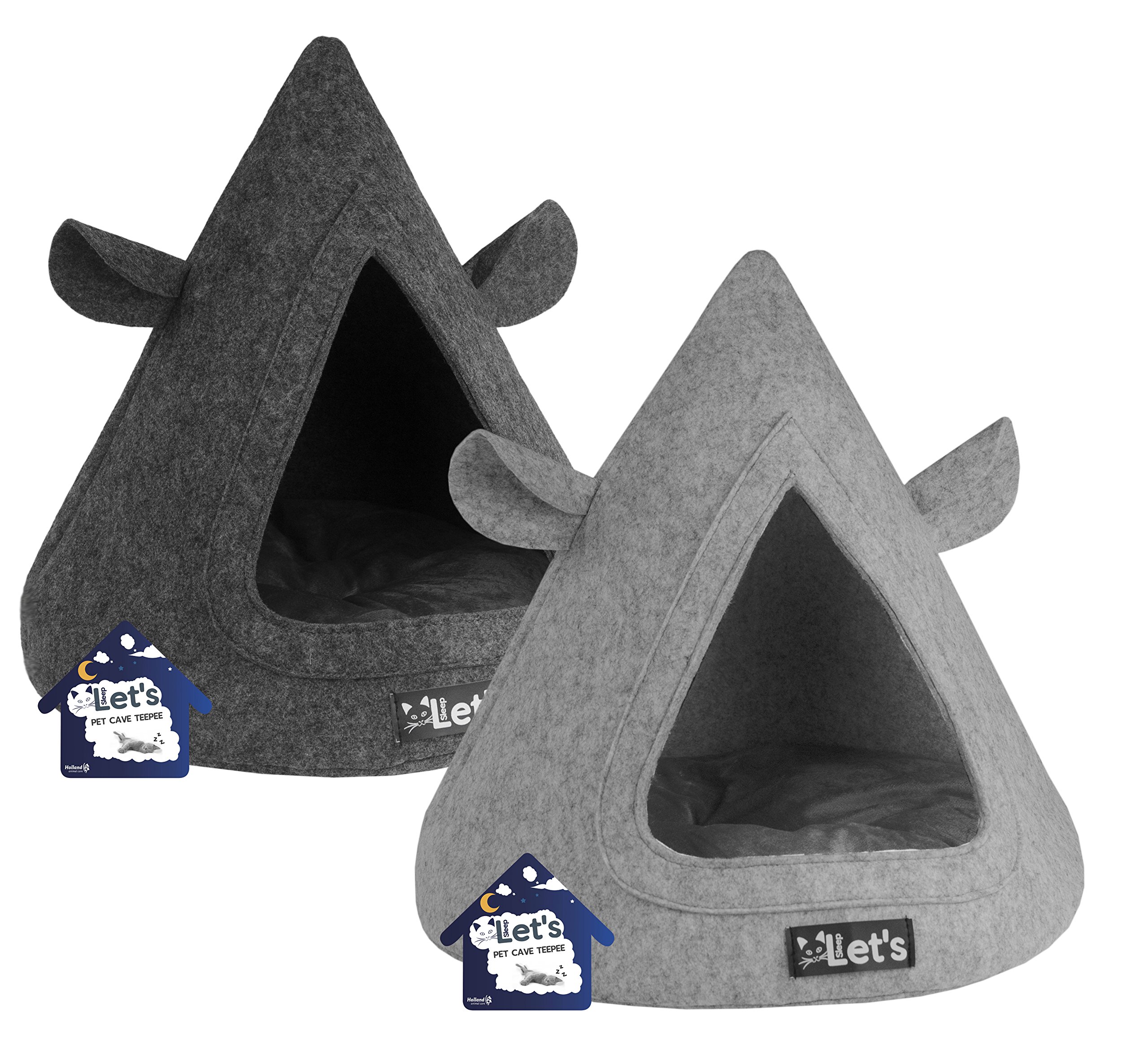 Glooke Selected Lets Sleep Pet Cave Teepee Cushion Bed Pyramid Grey, Multicoloured, One Size, Multi-coloured