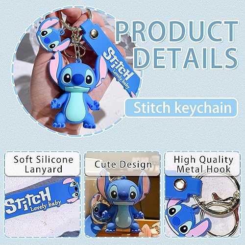Miniatura 3 de ANEIMIAH Lindos llaveros de puntada para mujer, llavero Lilo y Stitch para llaves de coche, accesorios
