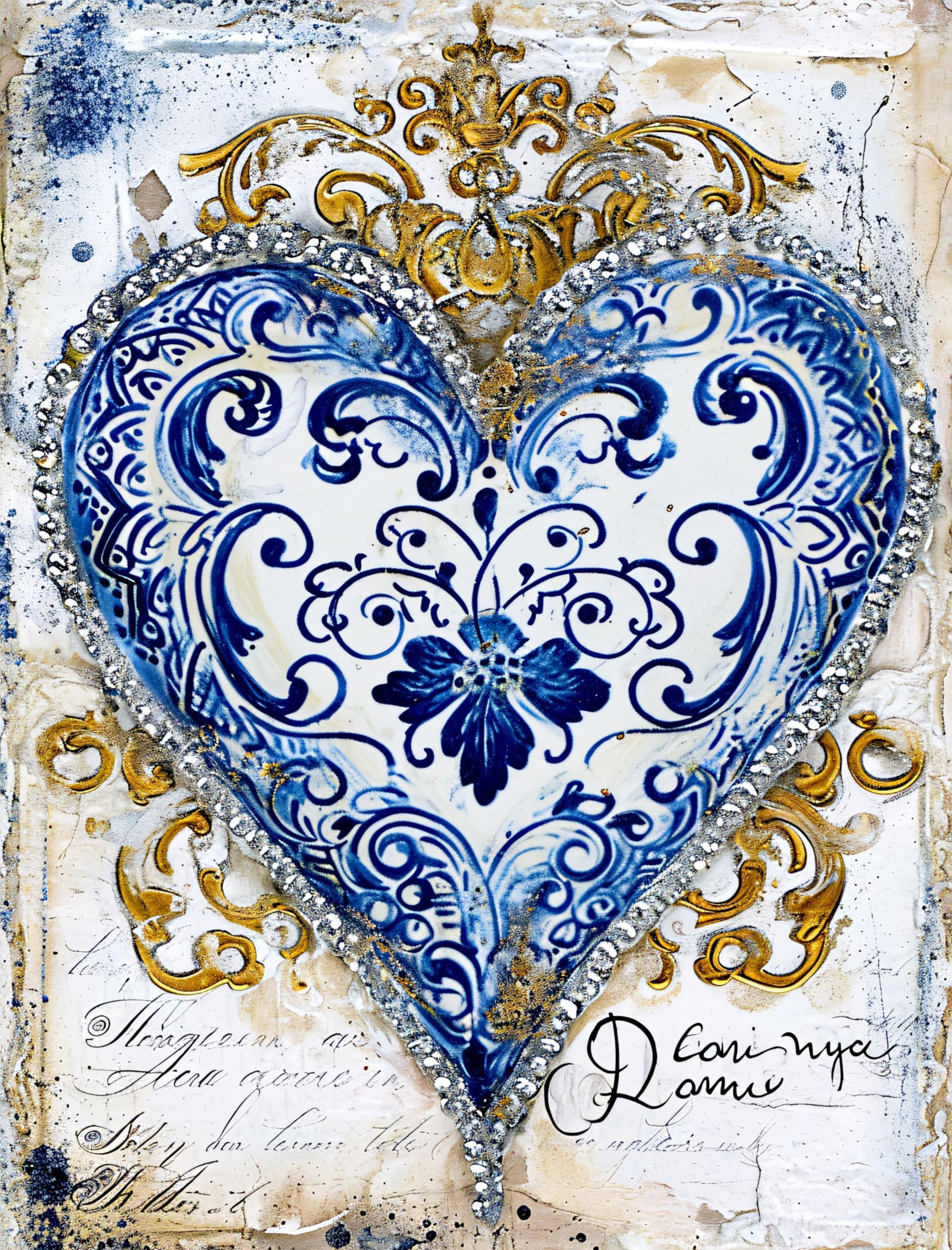Delfter Reispapier, Herzen, 20,3 x 26,7 cm (A4), 6 Stück, 6 einzigartige Designs, vielseitige Decoupage-Designs für Kunstprojekte und Bastelarbeiten CRAFT KREATIVELY