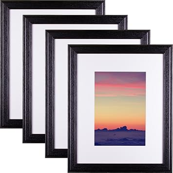 Craig Frames Wiltshire 236 Picture Frame with Single White Mat Set of 4, Displays a 18 x 24 Inch Print with the Mat or 22 x 28 Inch without the Mat, Black, 4 Count