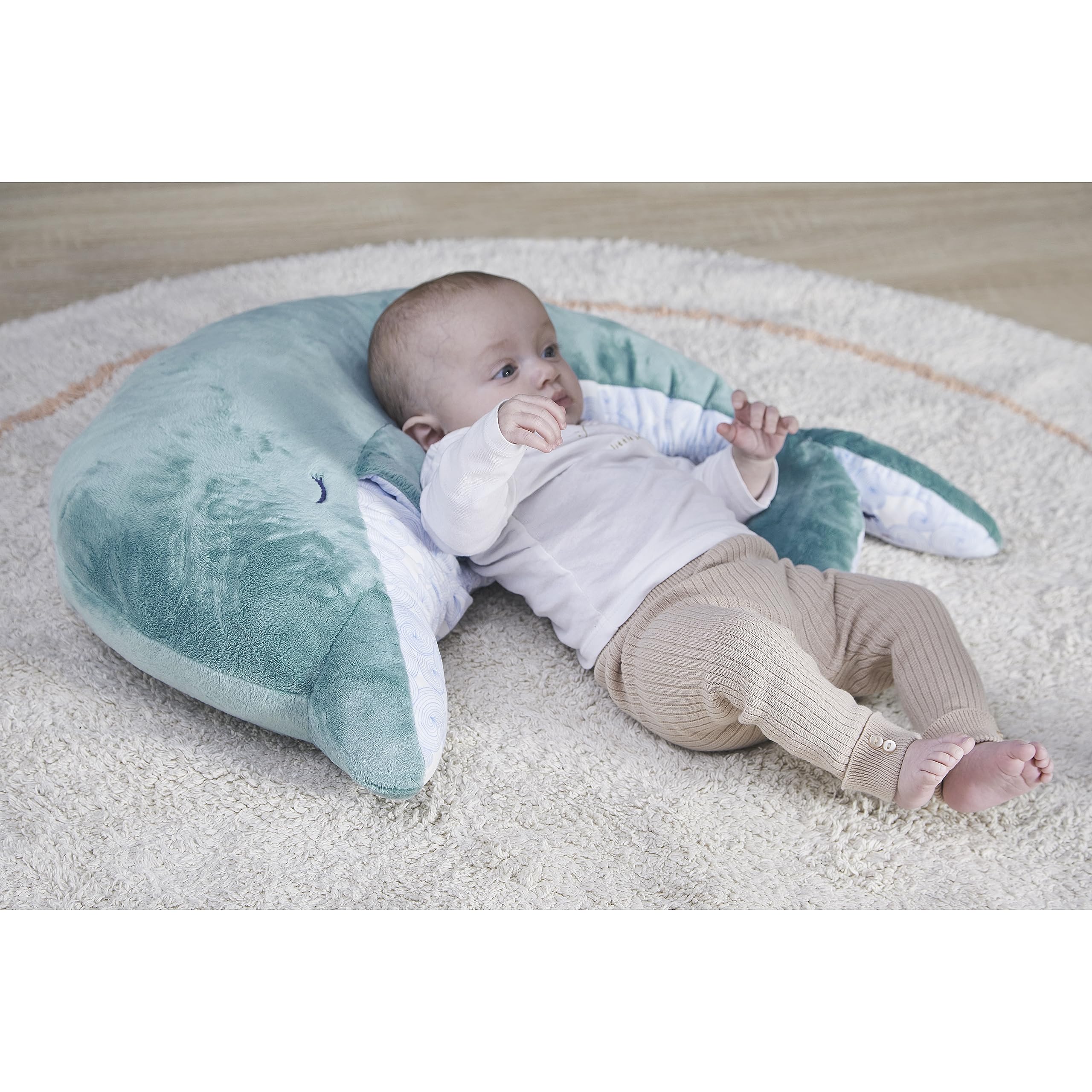 KALOO - Petit Calme - Peluche Delfín Verde 60 cm - Peluche Calmante Bebé - Peluche Suave Grande Evolutivo con Bolsita de Lavanda - Desde el Nacimiento, K211000