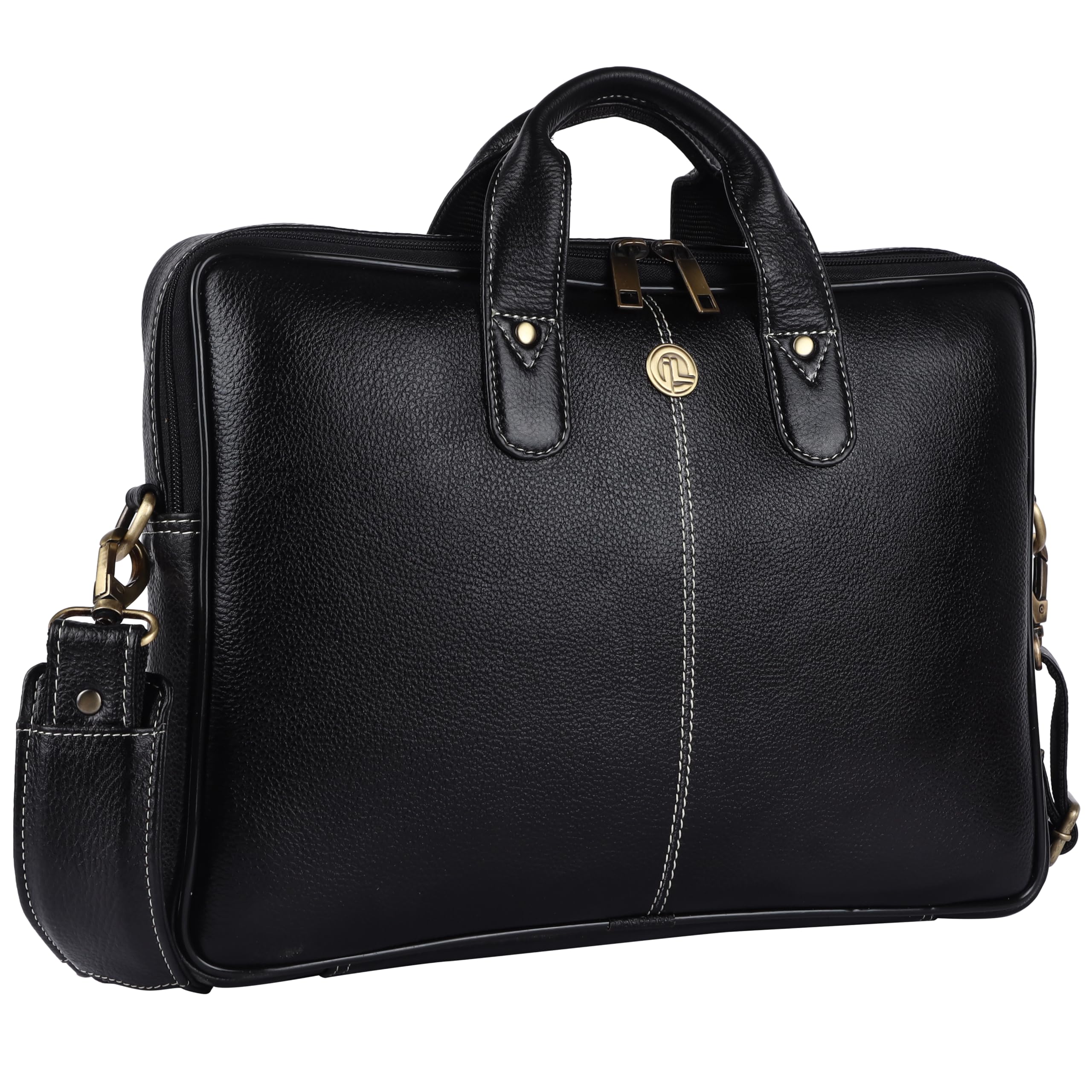 Laptop Bag for Men - Genuine Leather Messenger Bag for Office - Fits up to 16 Inch Laptop -Brushwood Shoulder Bag with Multiple Compartments - Executive Leather Bag for Work/Travel (Large, Black) (B0CP7PX5WH) Amazon Price History, Amazon Price Tracker