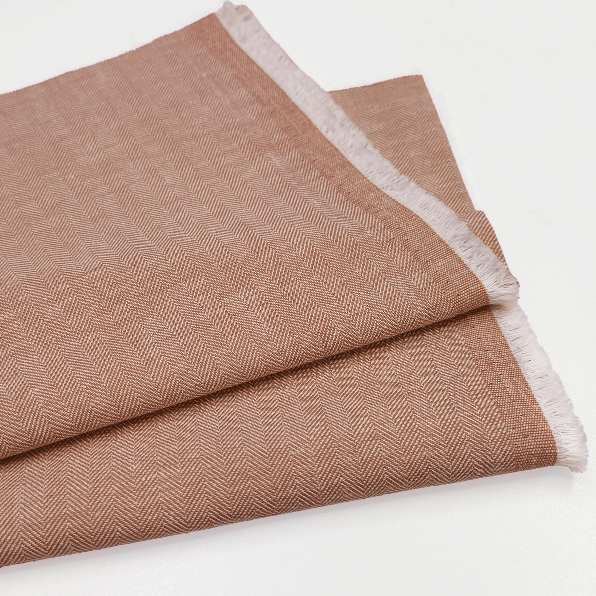 Discover Lifestyle & Fashion Fabrics Ginger Herringbone Zig Zag Linen Cotton Blend Fabric – Soft Dressmaking, Upholstery, Curtains, Cushions & Craft Textile | 58" (147 Cm) Wide (Per Metre, )