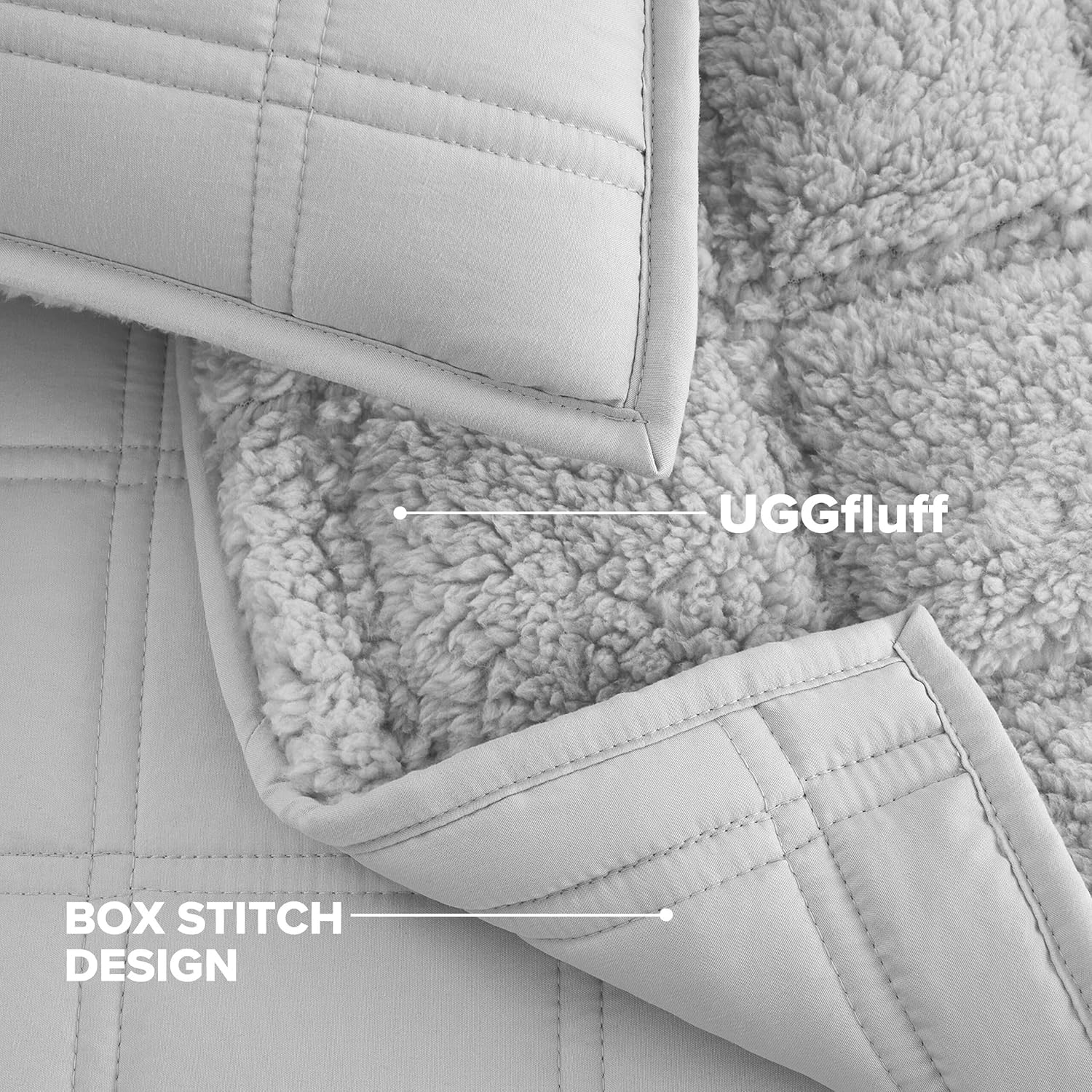 UGG Gizelle King Quilt Set with 2 Pillow Shams Lightweight Bedding with Fluffy Reverse, All Season Washable & Hypoallergenic Bedding for Apartment or Dorm Essentials, King, Stone