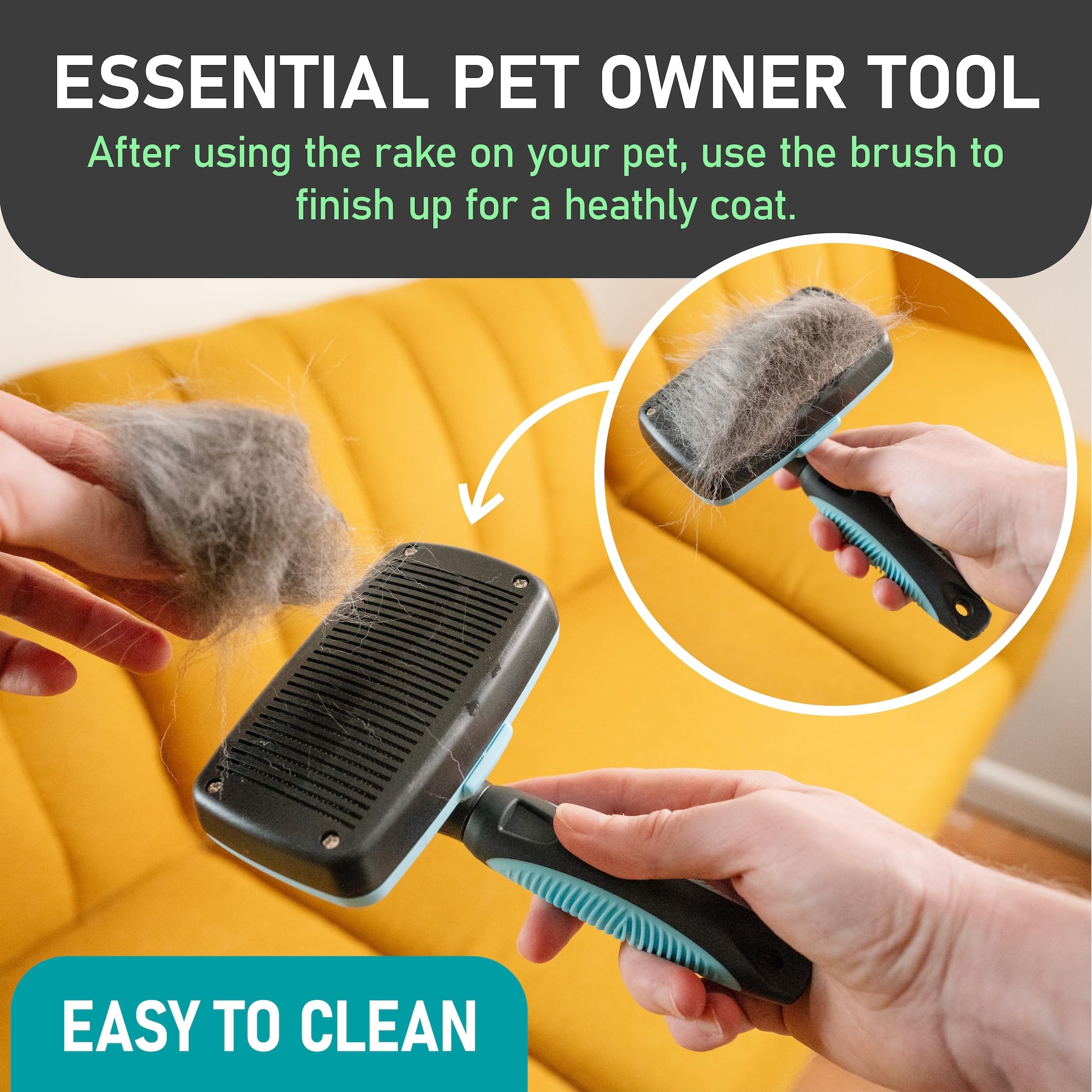 Maxpower Planet Rastrillo y cepillo para pelaje de perros y gatos, quita suavemente la capa inferior suelta, nudos y enredos, herramienta de aseo, deslanar, limpieza automática, todo tipo de pelaje