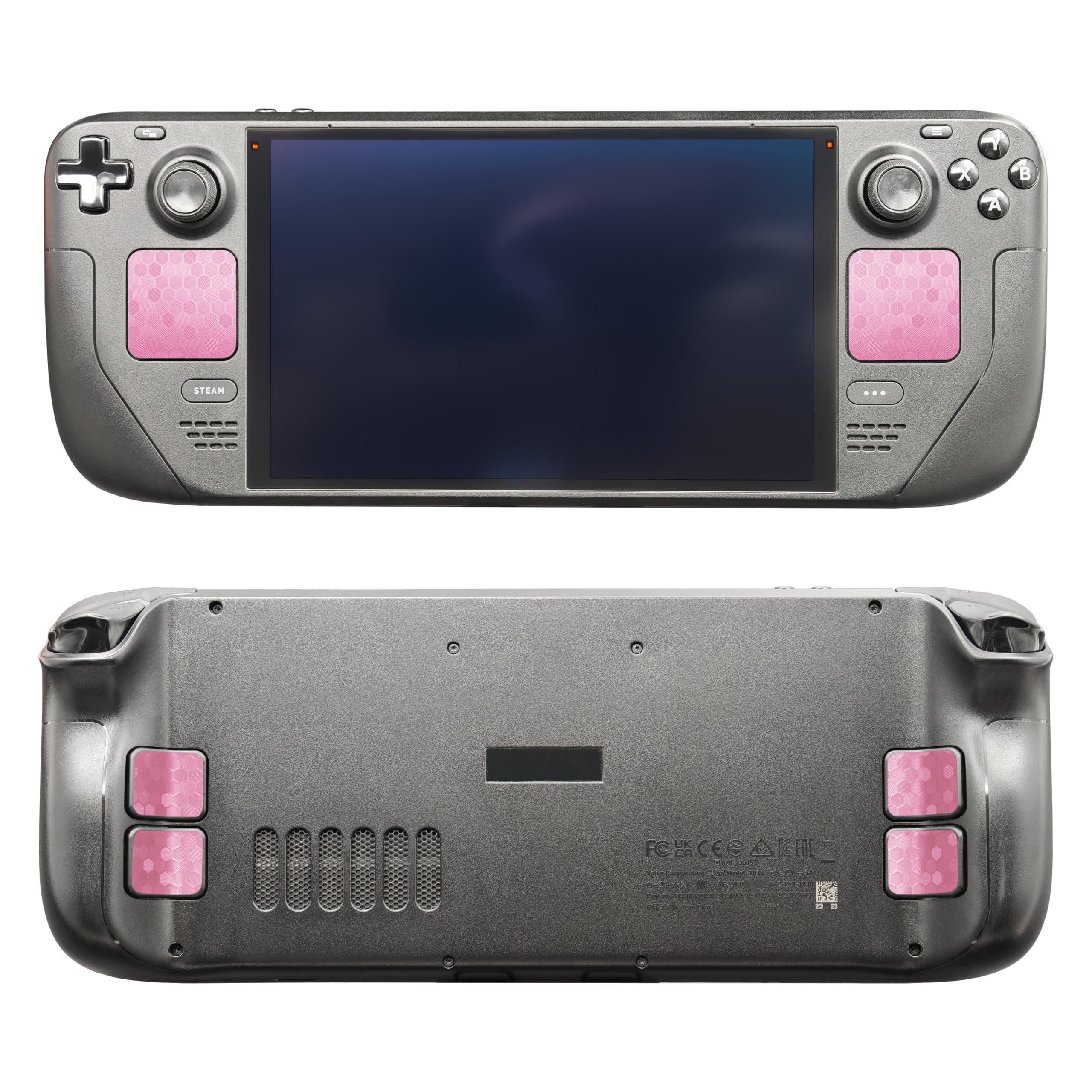 Protección táctil Etiquetas Steam Deck, almohadilla táctil y botón trasero para proteger la Pegatinas de textura de la piel de la steamdeck Touchpad Luck&Link (Touchpad+4 teclas, Panal de abejas-Rosa)