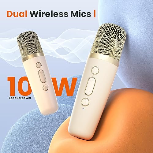 Miniatura 3 de Máquina de karaoke para adultos y niños, altavoz portátil Bluetooth Karokee con 2 micrófonos inalámbricos, máquina de karaoke cantante con luces LED