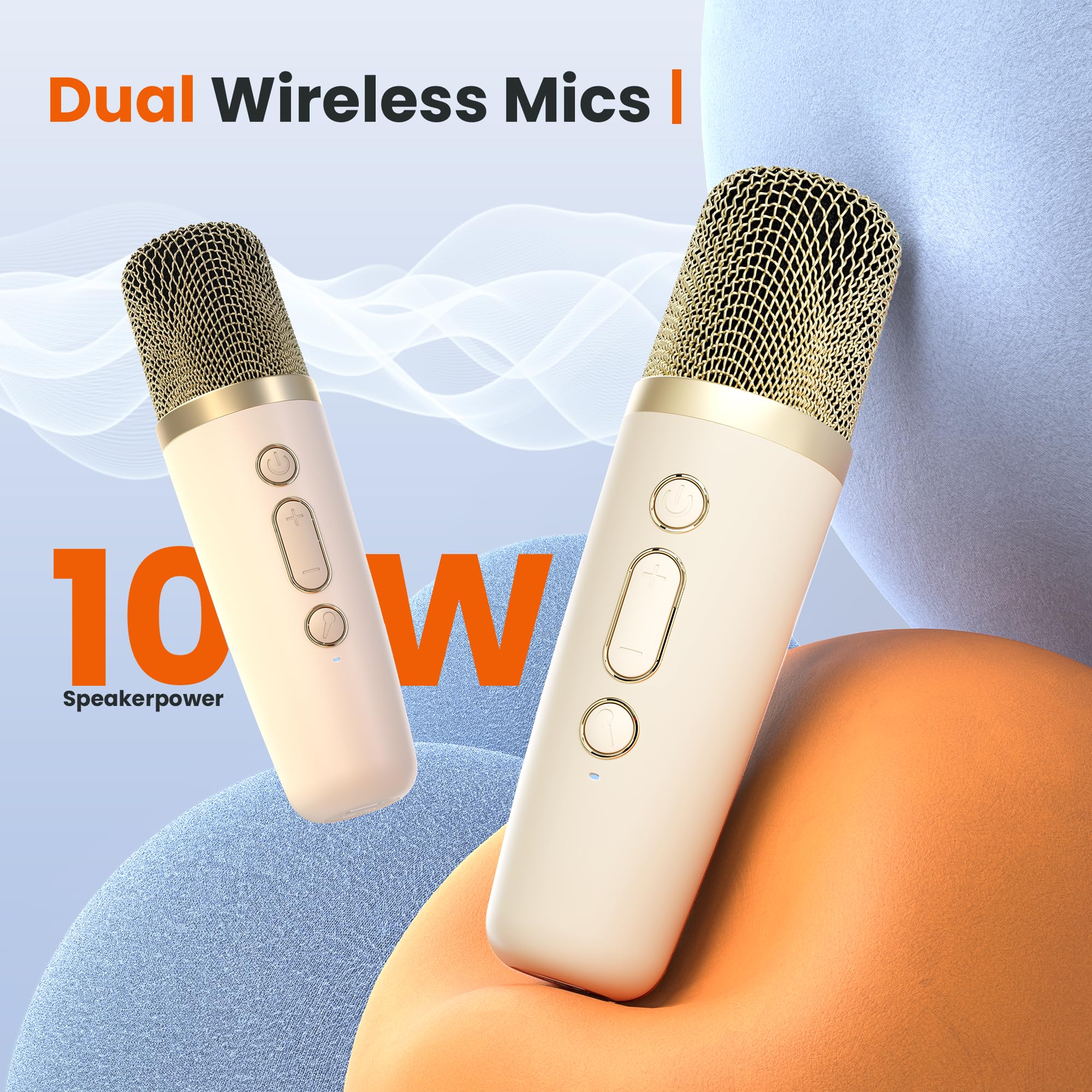 Máquina de karaoke para adultos y niños, altavoz portátil Bluetooth Karokee con 2 micrófonos inalámbricos, máquina de karaoke cantante con luces LED integradas para regalos de cumpleaños, fiesta 3