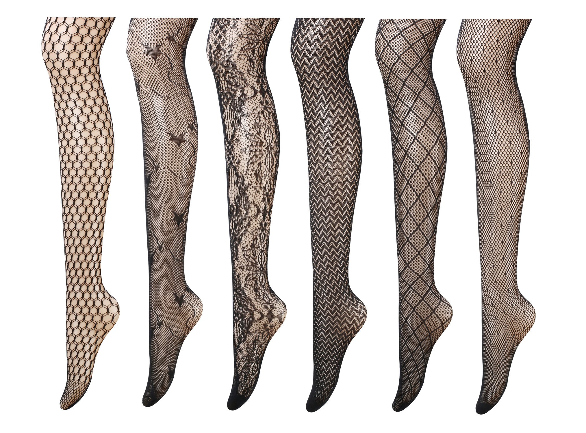 PreSox Fishnet Tights Seamless Nylon Mesh Stockings Toeless Pantyhose for Women 5 Pack (E)