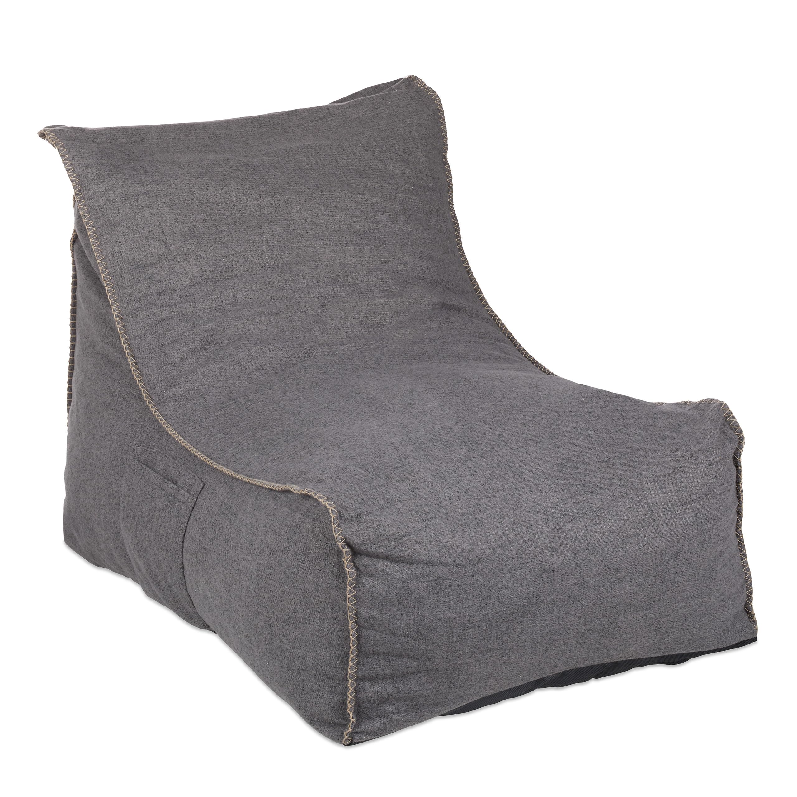 Relaxdays Pouf Poire, avec Dossier, Coussin Sol XXL, Adultes, Doux, intérieur, Mousse, siège géant, Gris