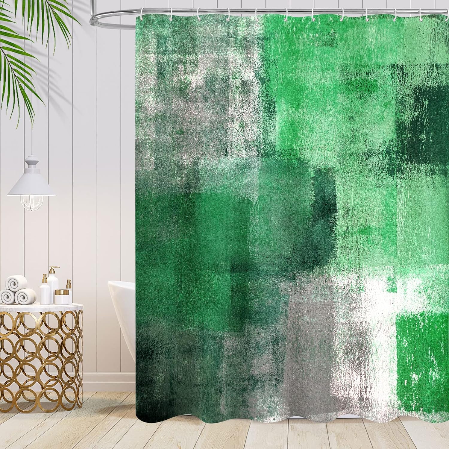 MitoVilla Emerald Green Shower Curtains with Hooks