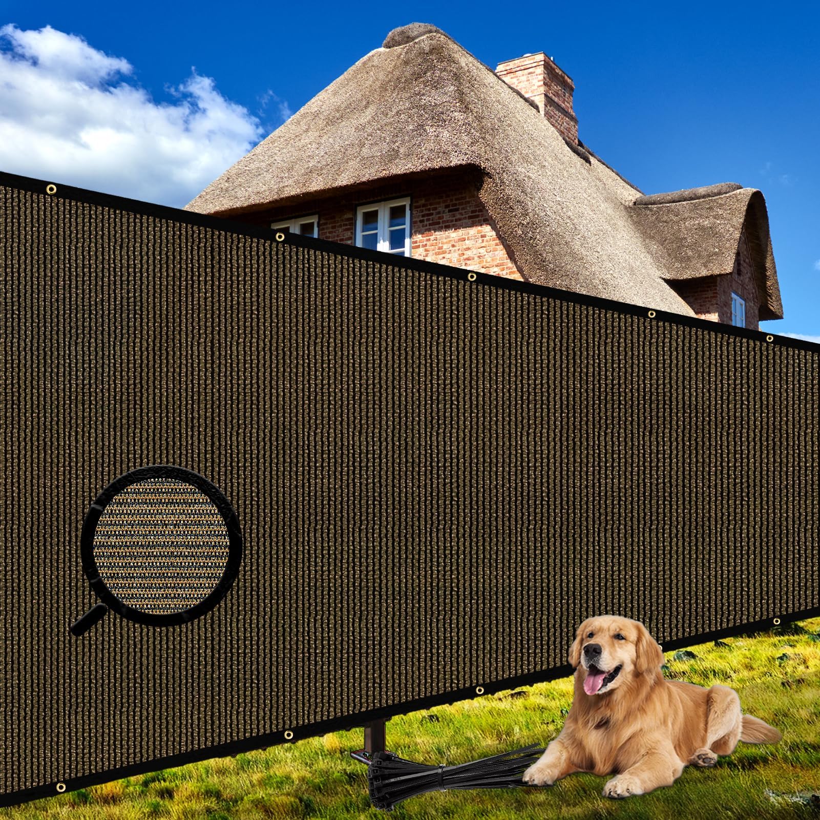 Shade&Beyond4'x25' Customized Size Privacy Screen Fence Brown 150 GSM Fencing Mesh Shade Net Cover for Wall Garden Yard Backyard Indoor Outdoor Home Decoration, Brown