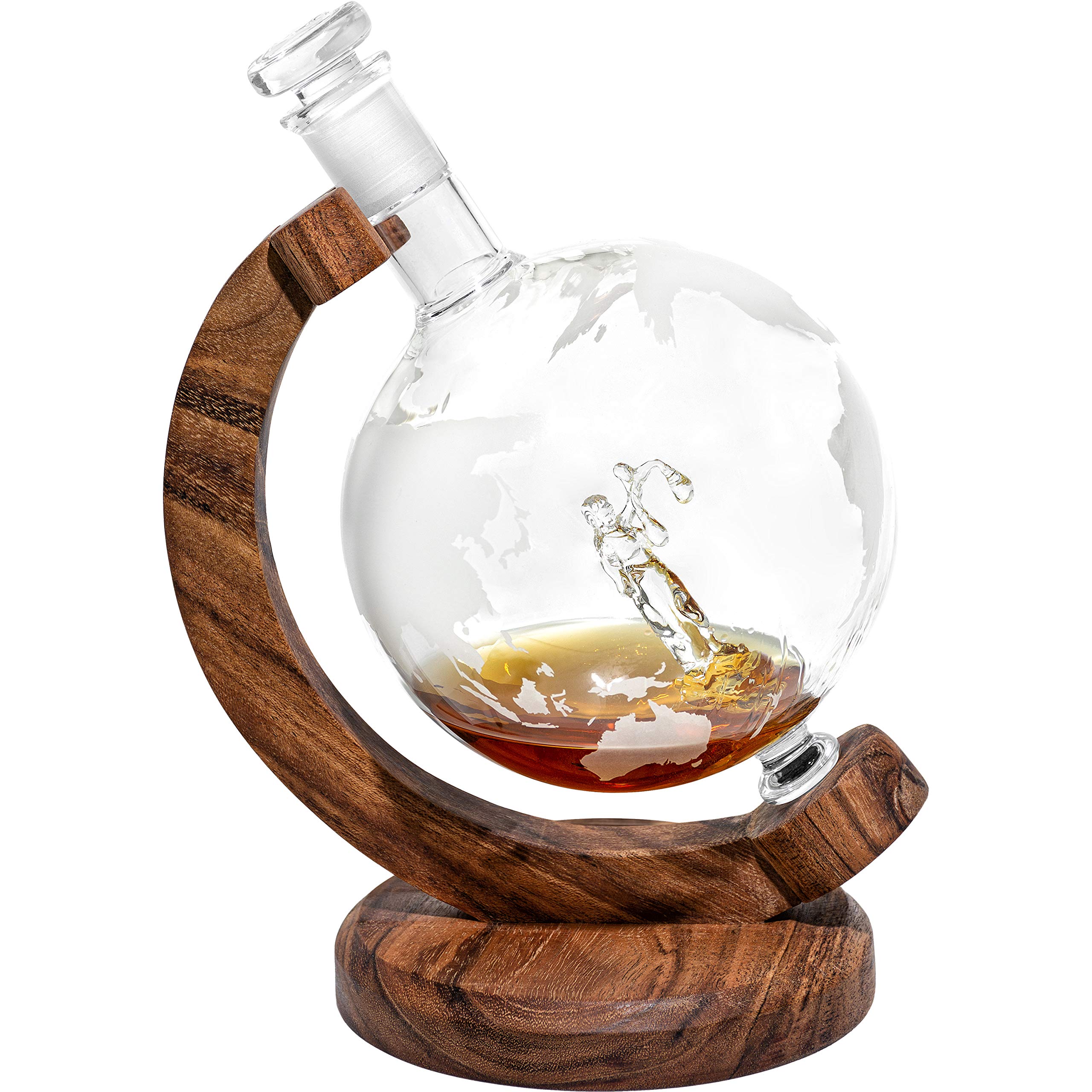 Justia, Lady Justice Etched Globe Whiskey Decanter - Lawyer Gifts w/Lady Justice Inside - Unique Personalized Gift for Promotion, Retirement, or Milestone - Gift for Lawyer, Judge or Legal Profession