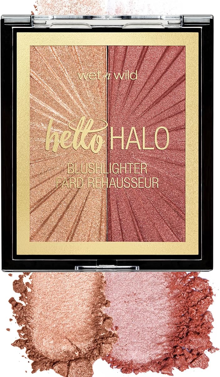 Wet n Wild MegaGlo Blushlighter, juego de resaltador y rubor mezclable, acabado metálico brillante, Flash Me