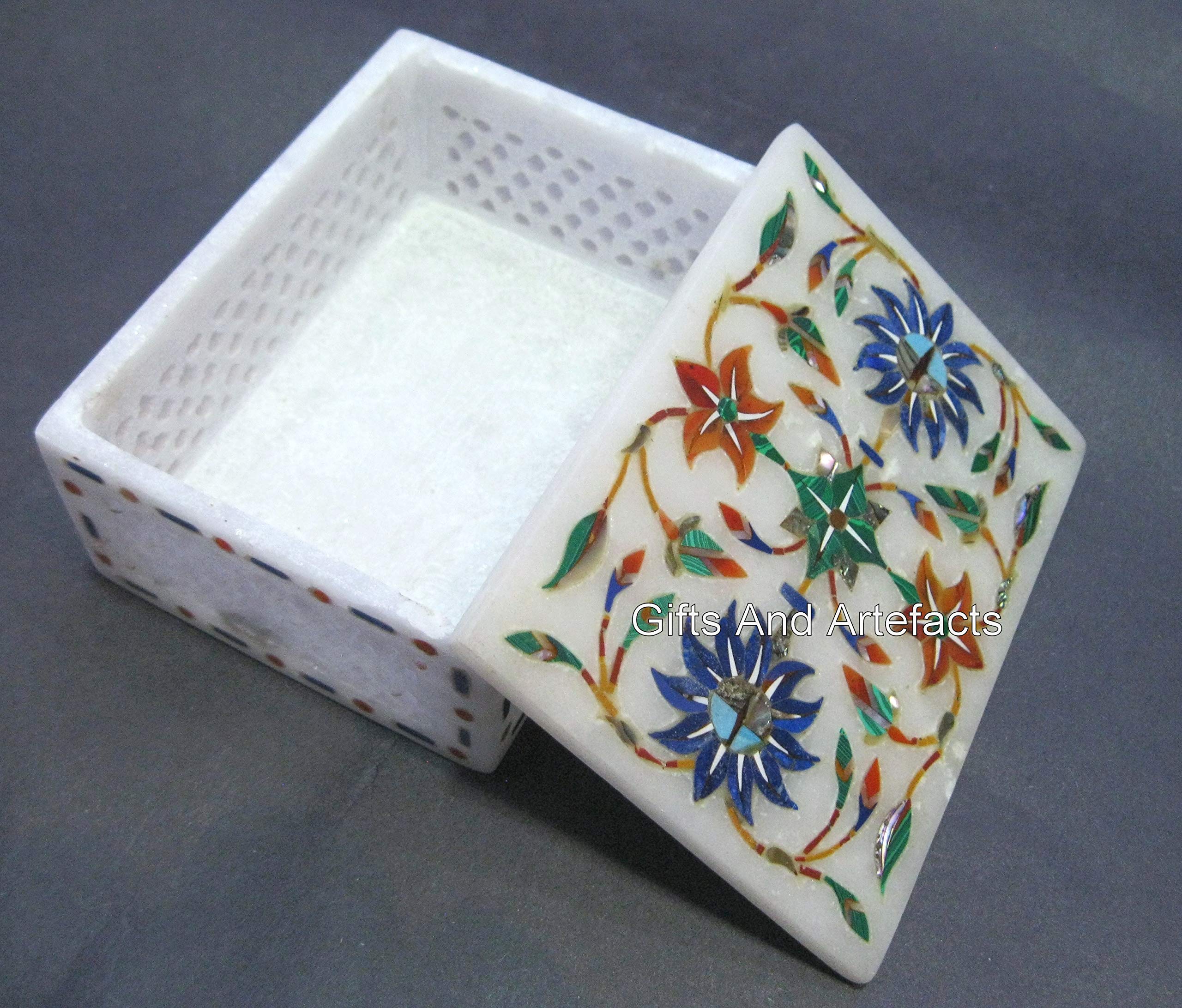 Boîte à bijoux rectangulaire marbre blanc petit coffret de rangement élégant