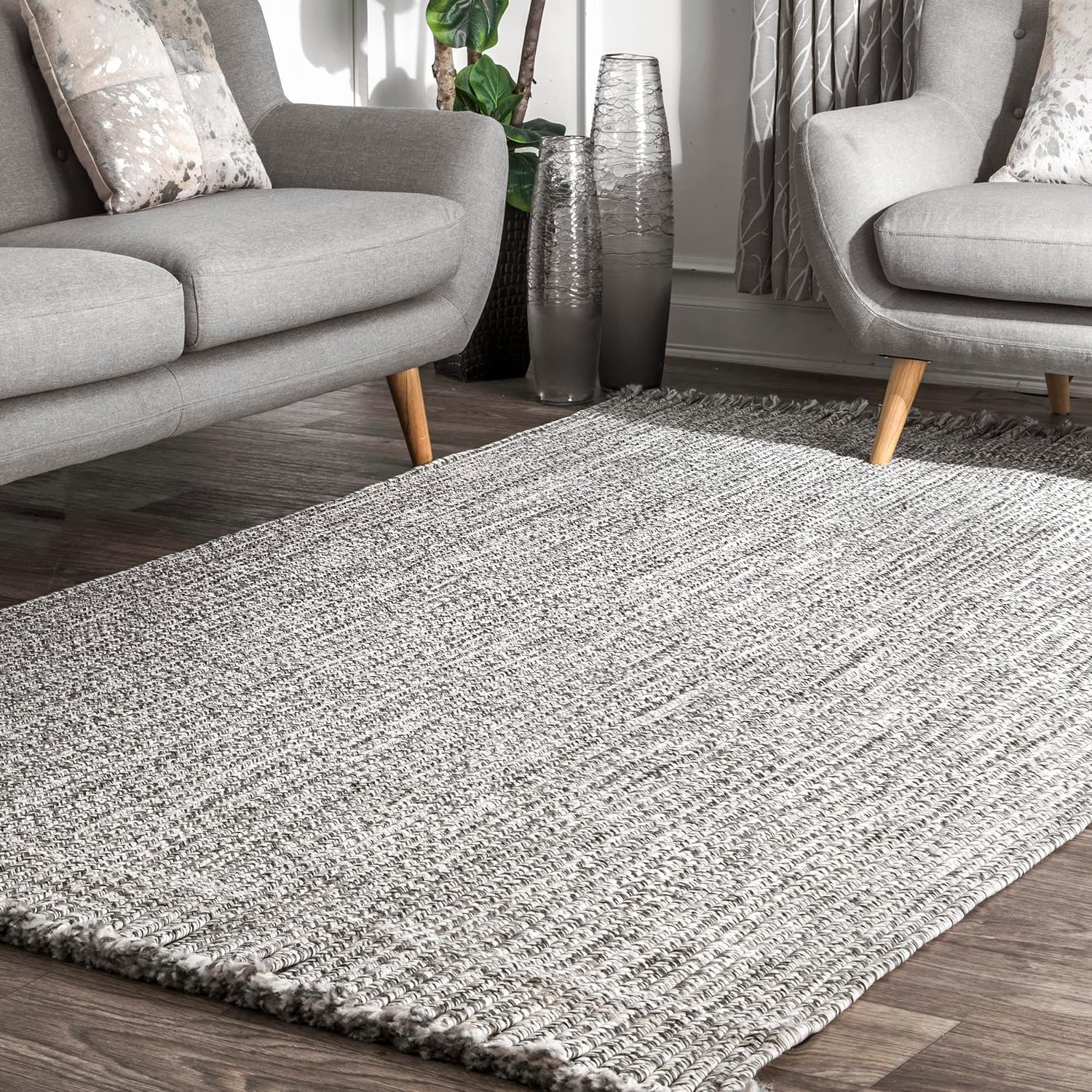 Cotton & Jute Braided Carpet | Natural Fiber Rug for Bedroom Garden Hall Eco-Friendly Rug Etc, Color Light Gery(Size 1.5x5 feet)-image-17