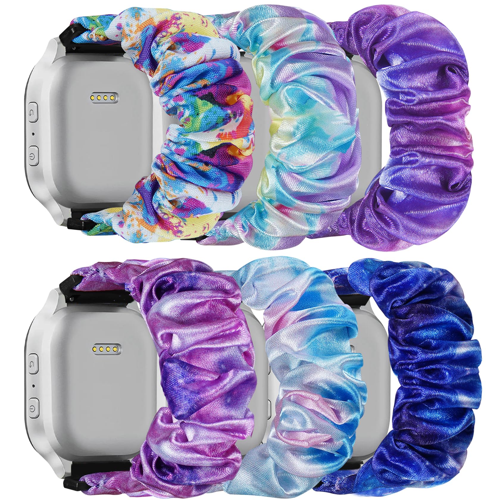 Folavii 6 Pack Scrunchie Band Compatible with Cosmo JrTrack 5 4 3 2 SE 2 JrTrack Gizmo Watch