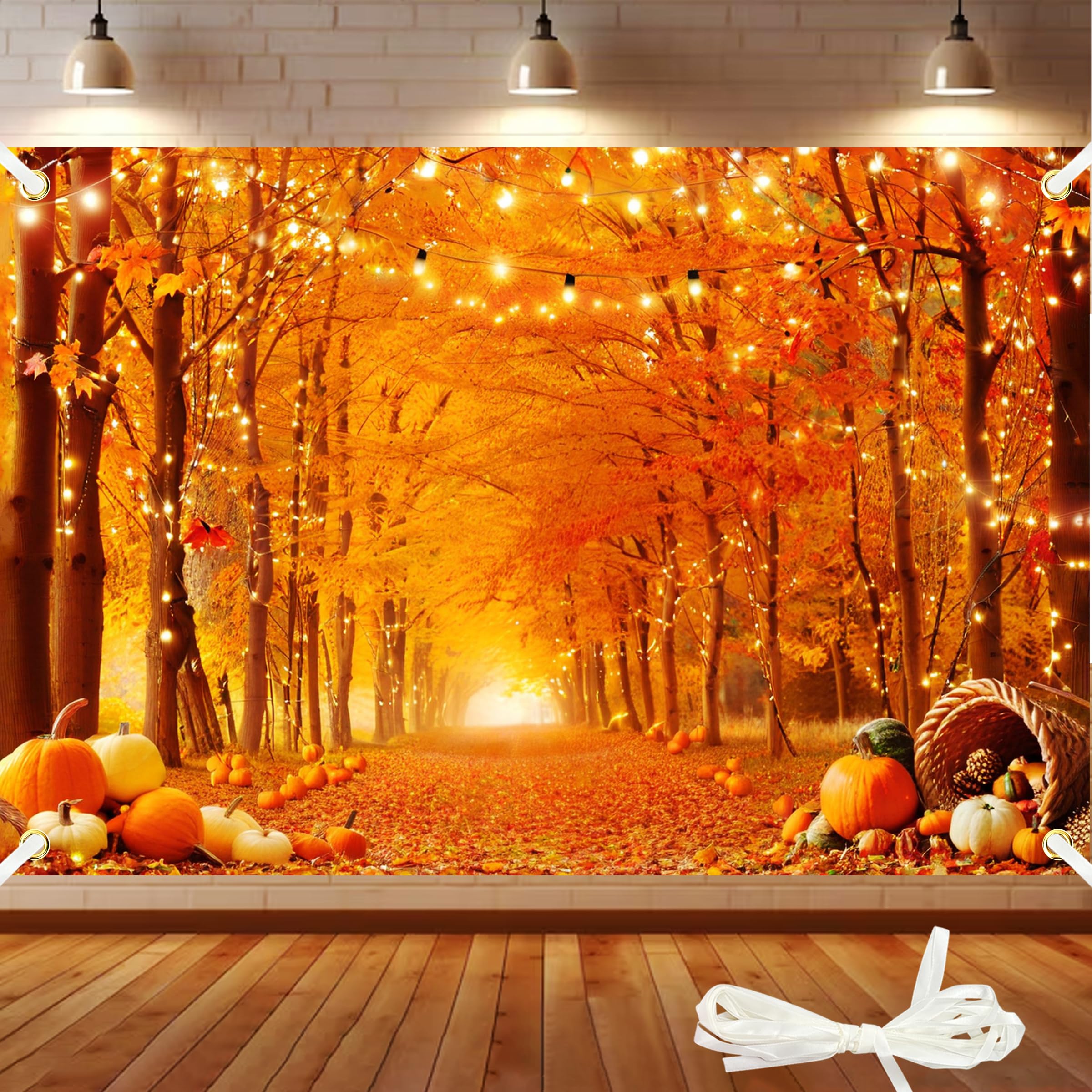 Fall Backdrop 7x5Ft Thanksgiving Backdrop Fall Backdrops for Photography Autumn Forest Maple Leaves Pumpkins Thanksgiving Photography Party Decor