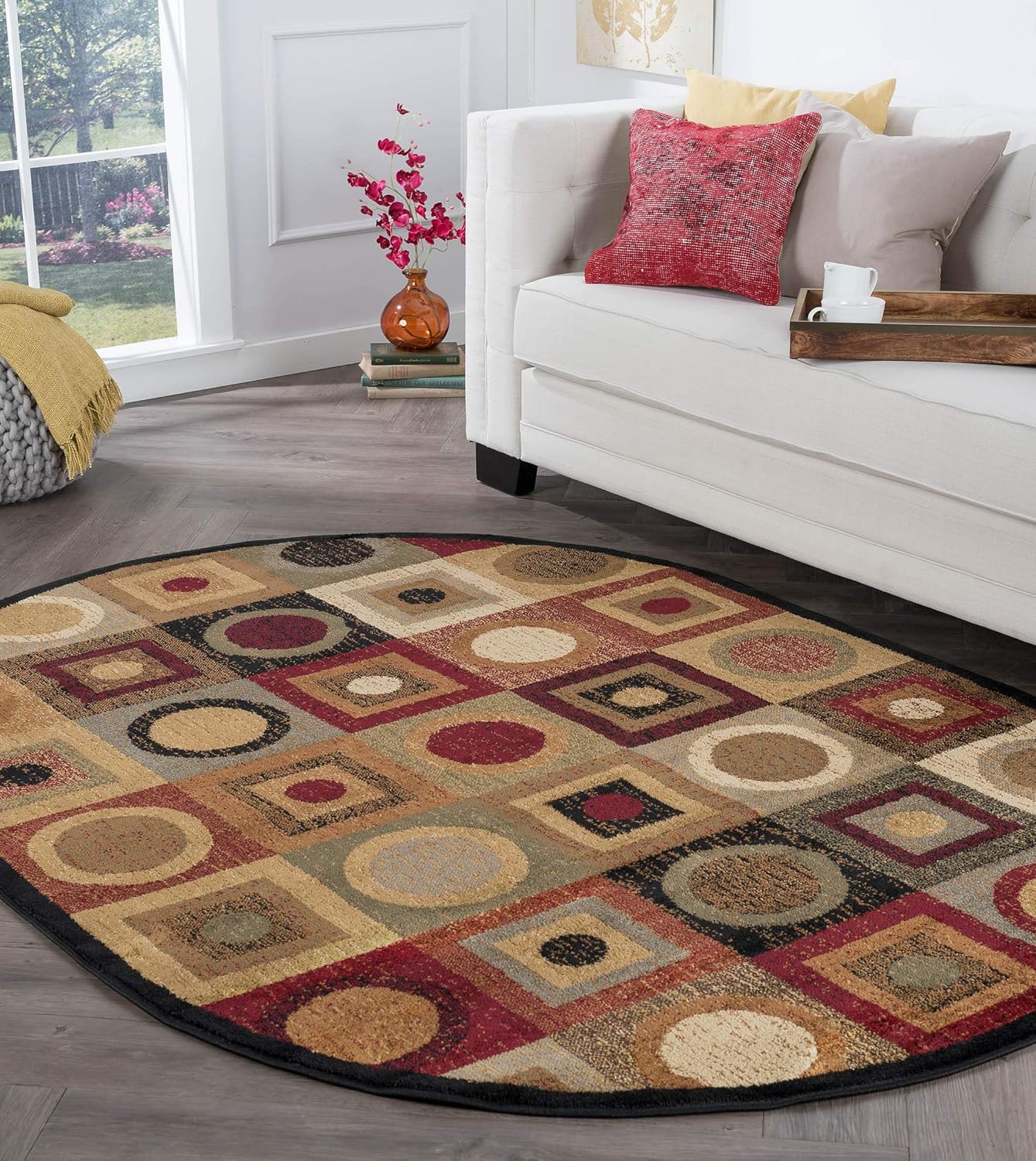 Peyton Contemporary Geometric MultiColor Oval Area Rug, 5