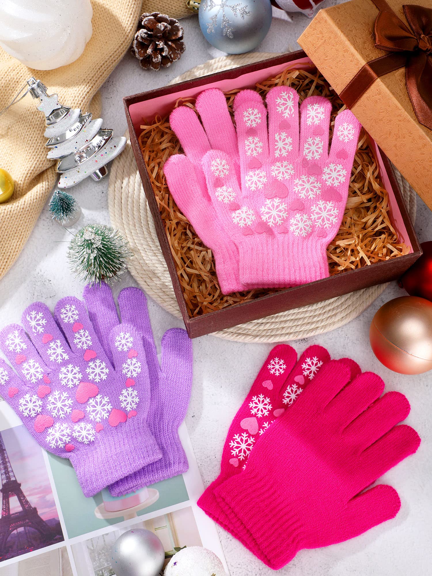 3 pares de guantes cálidos de invierno para niños pequeños de 5 a 10 años