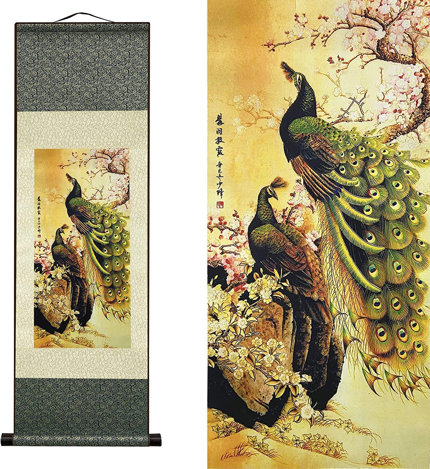 Vrfvsdasaas A1 Chinese Wall Art, Chinese Wall Art Scroll Painting,Silk Scrollg Summer Autumn Winter Landscape Beaut(A1)