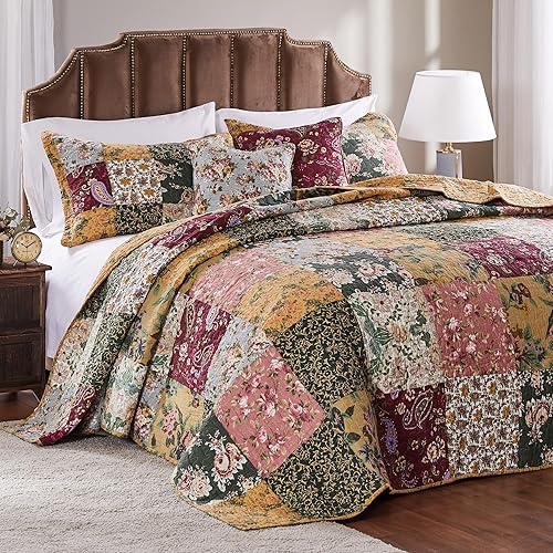 Vista 2 de Greenland Home - Juego de ropa de cama (3 piezas), diseño envejecido, Algodón, King