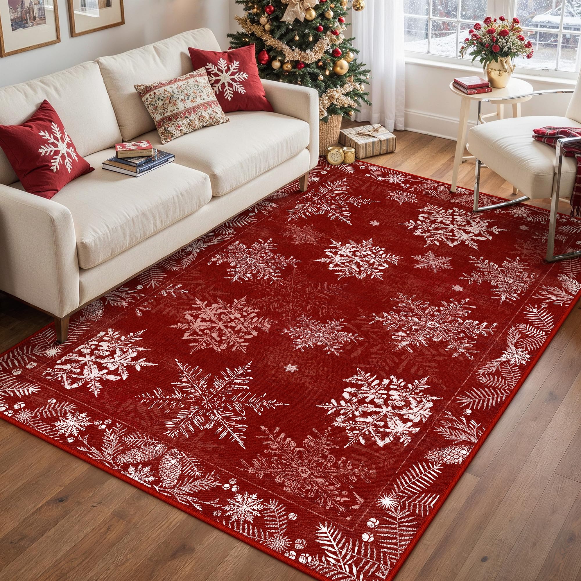 Christmas Area Rug - Red & Festive -15