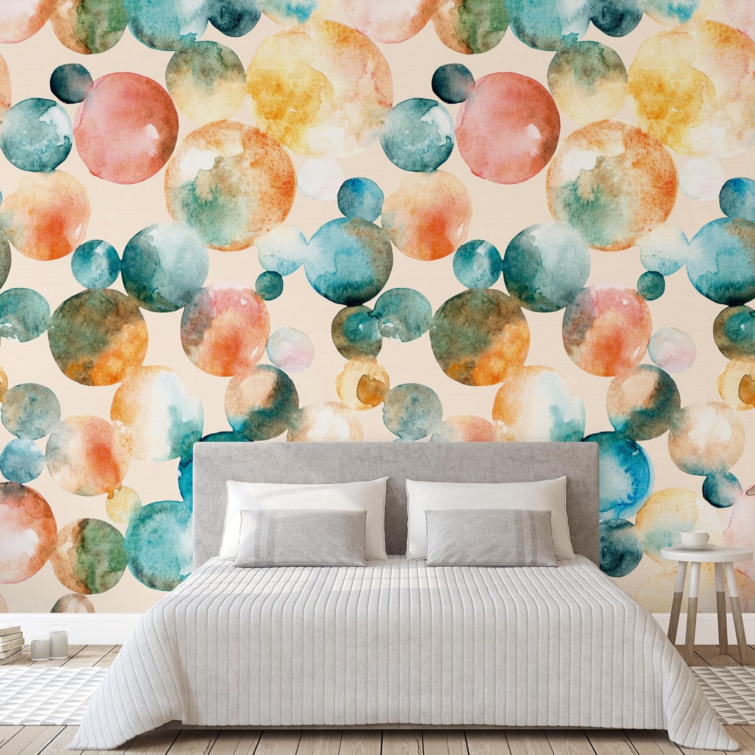 Grandeco Watercolour 3 Lane repeatable Wallpaper Mural Orange