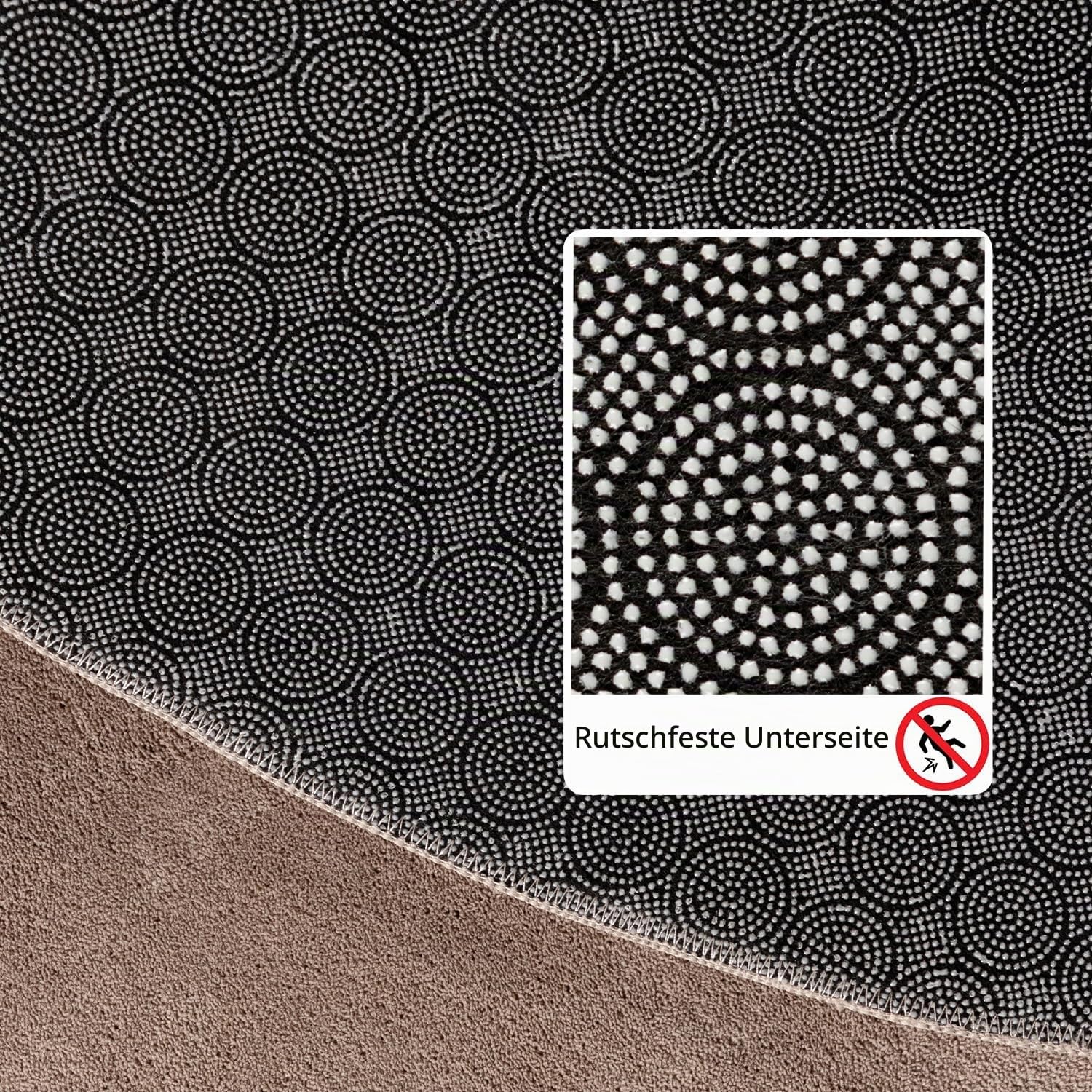Carpetsale24 Waschbarer Teppich Rund 160 cm Beige Einfarbig Kurzflor Modern Weich rutschfest Pflegeleicht Maschinenwaschbar für Wohnzimmer Schlafzimmer Esszimmer